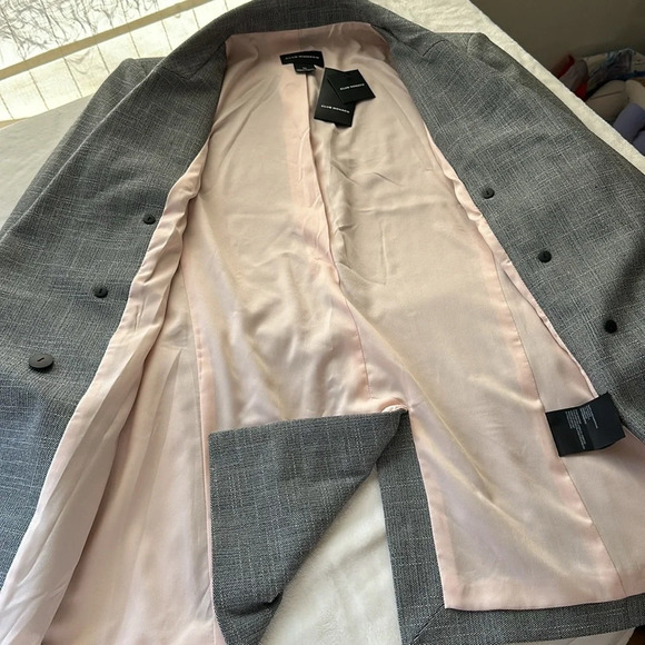 CLUB MONACO Double Breasted Blazer Jacket Gray Aditha Power Tailored, Size 12 - Picture 14 of 16